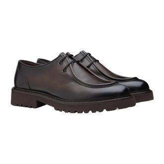 Doucal's Donkerbruine Leren Veterschoenen met Modern Design - Heren - Veterschoenen - Bruin - 41 1/2 EU - Schoenen
