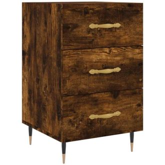 vidaXL Bedside Cabinet Smoked Oak 40x40x66 cm Engineered Wood Vidaxl
