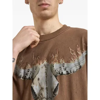 Represent Graphic Print Distressed T-Shirt - Brown