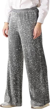 Summum Sequin Velour Broek Glamour Look - Dames - Wijde Broeken - Grijs - S - Pailletten - Broeken