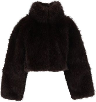 Rotate Mol&eacute; Plush Faux Fur Cropped Jacket