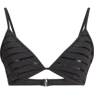 Brunello Cucinelli Dazzling stripes bikini top in Lignite Grey at Nordstrom, Size 36 It