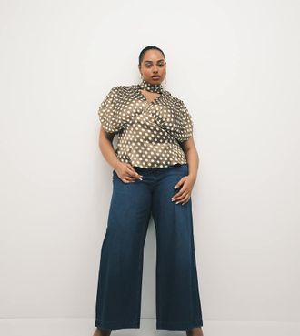Asos Curve ASOS DESIGN Curve - Jeans a palazzo lavaggio blu medio scuro