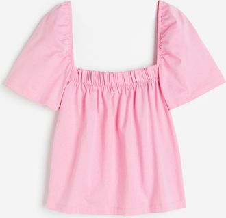 H&M Shirt mit eckigem Ausschnitt - Hellrosa