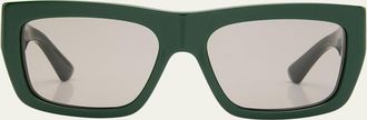 Bottega Veneta Acetate & Metal Rectangle Sunglasses