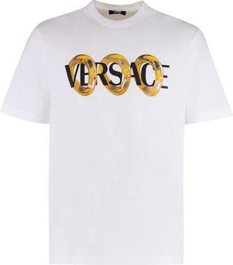 Versace Mens Cotton Crew-neck T-shirt - White - Size X-Large