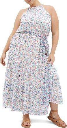 City Chic Lidia Maxi Halter Dress in Delicate Ditsy at Nordstrom Rack, Size Xxl/24W