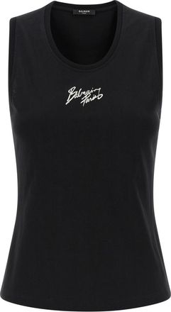 Balmain Black Balmain Paris print top