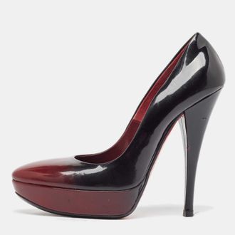 Loriblu Black/burgundy Ombre Patent Leather Platform Pumps