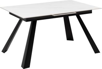 Koketto Home Mesa extensible porcelánica arabella de 120cm tapa blanca patas negro