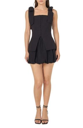 endless rose Bow Shoulder Sleeveless Top in Black at Nordstrom, Size X-Small
