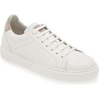 Brunello Cucinelli Calfskin Low Top Sneaker in White at Nordstrom, Size 9Us
