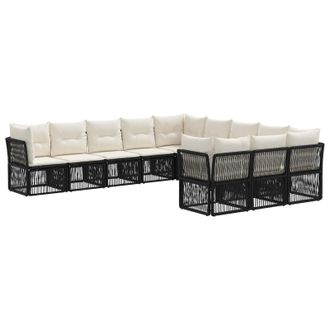 vidaXL Conjunto De Sof&aacute;s De Jard&iacute;n 11 Pcs Negro Rat&aacute;n Sint&eacute;tico Vidaxl