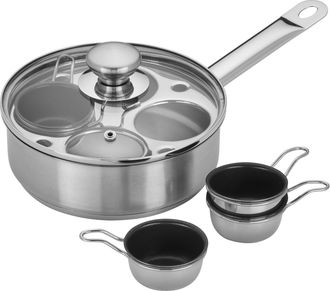Demeyere Resto 4-cup Stainless Steel Egg Poacher Set
