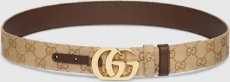 Gucci Cut GG Marmont Reversible Belt, Beige, GG Canvas