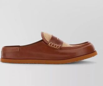 Birkenstock leather and raffia loafers