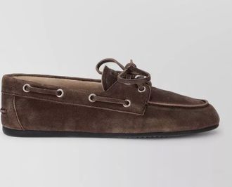 Miu Miu suede loafers eyelet detail rubber sole
