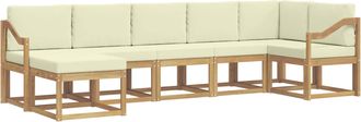 vidaXL Conjunto De Sof&aacute;s De Exterior 7 Uds. Blanco Y Crema Poli&eacute;ster Vidaxl