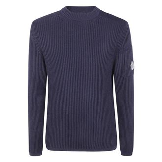 C.P. Company Round-neck Knitwear, male, Blue, Size: XL Crew Neck Re-Wool Knitwear