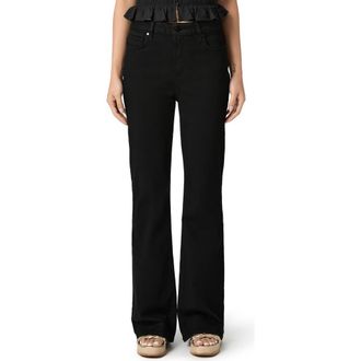 Paige Laurel Canyon High Waist Bootcut Jeans in Black Shadow at Nordstrom, Size 28P