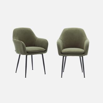 Sweeek Sill&oacute;n De Pana Con Patas De Metal Negro Mate, Set De 2