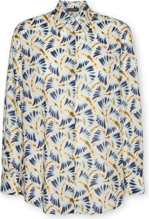 Elena Miro Gedrukte Muslin Blouse - Dames - Overhemden - Wit - XL - Katoen - Overhemden