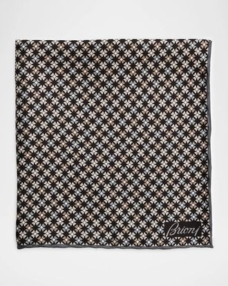 Brioni Men & apos;s Silk Geometric Pocket Square