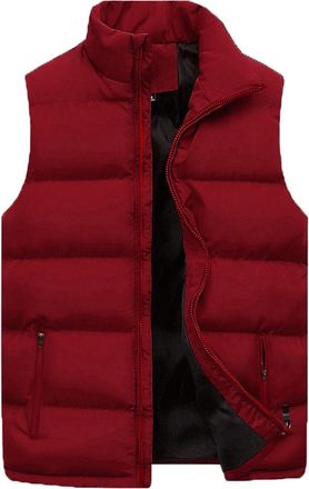Generic BOTCAM Mens Winter Vest With Zipper Stand-Up Collar Pockets Sleeveless Coat Bodywarmer Outdoor Sports Padded Quilted Vest Light Weight Puffer Vest War