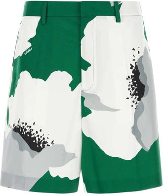 Valentino Garavani Printed Cotton Bermuda Shorts - Heren - Korte Broeken - Veelkleurig - M - Katoen - Korte Broeken