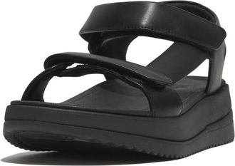FitFlop Womens Surff Adjustable Leather Sandal In Black