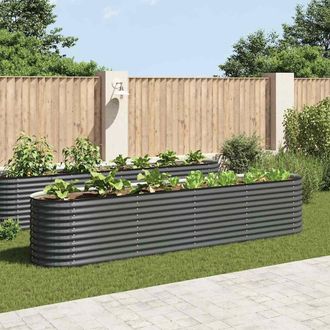 vidaXL Arriate De Acero Galvanizado Gris 400x80x81 Cm Vidaxl