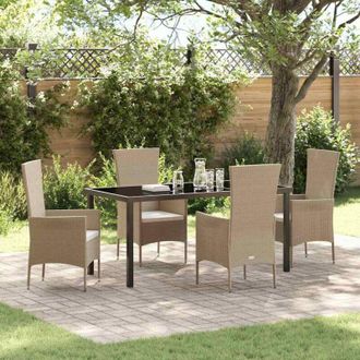 vidaXL Vidaxl - Conjunto De Comedor De Jard&iacute;n 5 Pcs Beige Rat&aacute;n Sint&eacute;tico