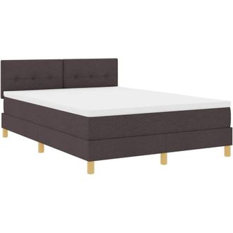 vidaXL Vidaxl - Cama Box Spring Con Colch&oacute;n Marr&oacute;n Oscuro 140 X 200 Cm Tela