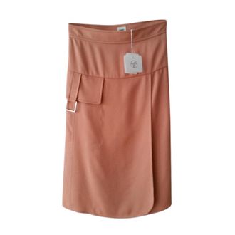 Herm&egrave;s Rose Bubinga Esprit Silk Crepe Skirt Size S