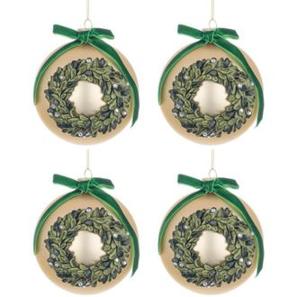 BIZZOTTO Palline Natale in Vetro Elegante con Fiocco in Raso Verde Corona - Diametro: 100 mm