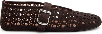 Alaia Vienne Cut-out Suede Ballet Flats - Brown - 40 (IT40 / UK7)