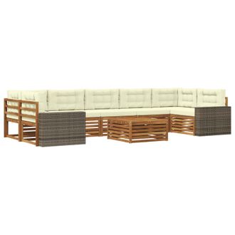 vidaXL Set Di Divani Da Esterno 8 Pz Naturale E Crema Vidaxl