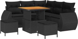vidaXL Garden Sofa Set with Cushion 8 pcs Black Poly Rattan vidaXL