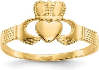 Diamond2Deal 14k Yellow Gold Ladies Claddagh Ring