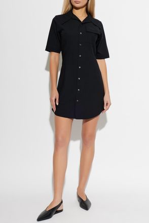 Ami Wool Dress With Pocket, Womens, Black