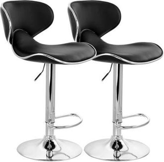 Elama 2 Piece Slim Faux Leather Adjustable Bar Stool in Black at Nordstrom