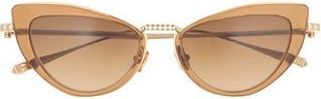 Valentino 51mm Polarized Cat Eye Sunglasses in Brown Gold Brown at Nordstrom Rack