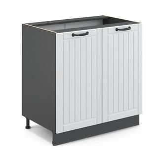 Vicco Armario Bajo Para Fregadero Fame-line, Blanco Casa De Campo, 80 Cm Con Estante, Sin Encimera Vicco