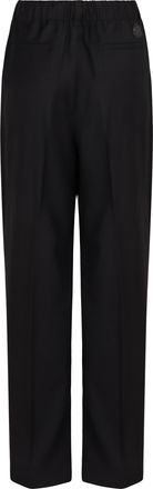 Moncler Womens Tailored Wool Gabardine Trousers Black Virgin Straight