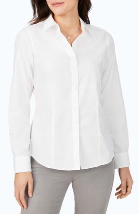 Foxcroft Dianna Non-Iron Cotton Shirt in White at Nordstrom, Size 16 P
