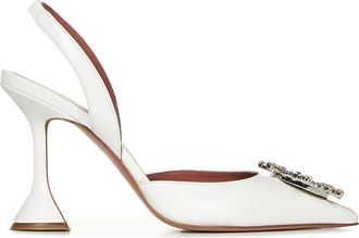 Amina Muaddi Pumps, female, White, Size: 8 US White Crystal-Embellished Pumps