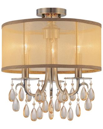 Crystorama Hampton 3-Light Etruscan Crystal Drum Shade Ceiling Mount