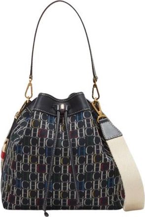 Carolina Herrera Navy Monogram Bucket Bag