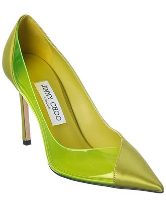 Jimmy Choo London Cass 95 Satin & Plexi Pump