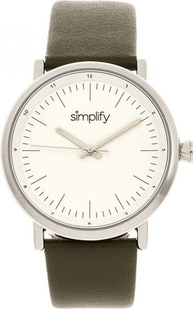 Simplify The 6200 Leather-Strap Watch in White/olive at Nordstrom